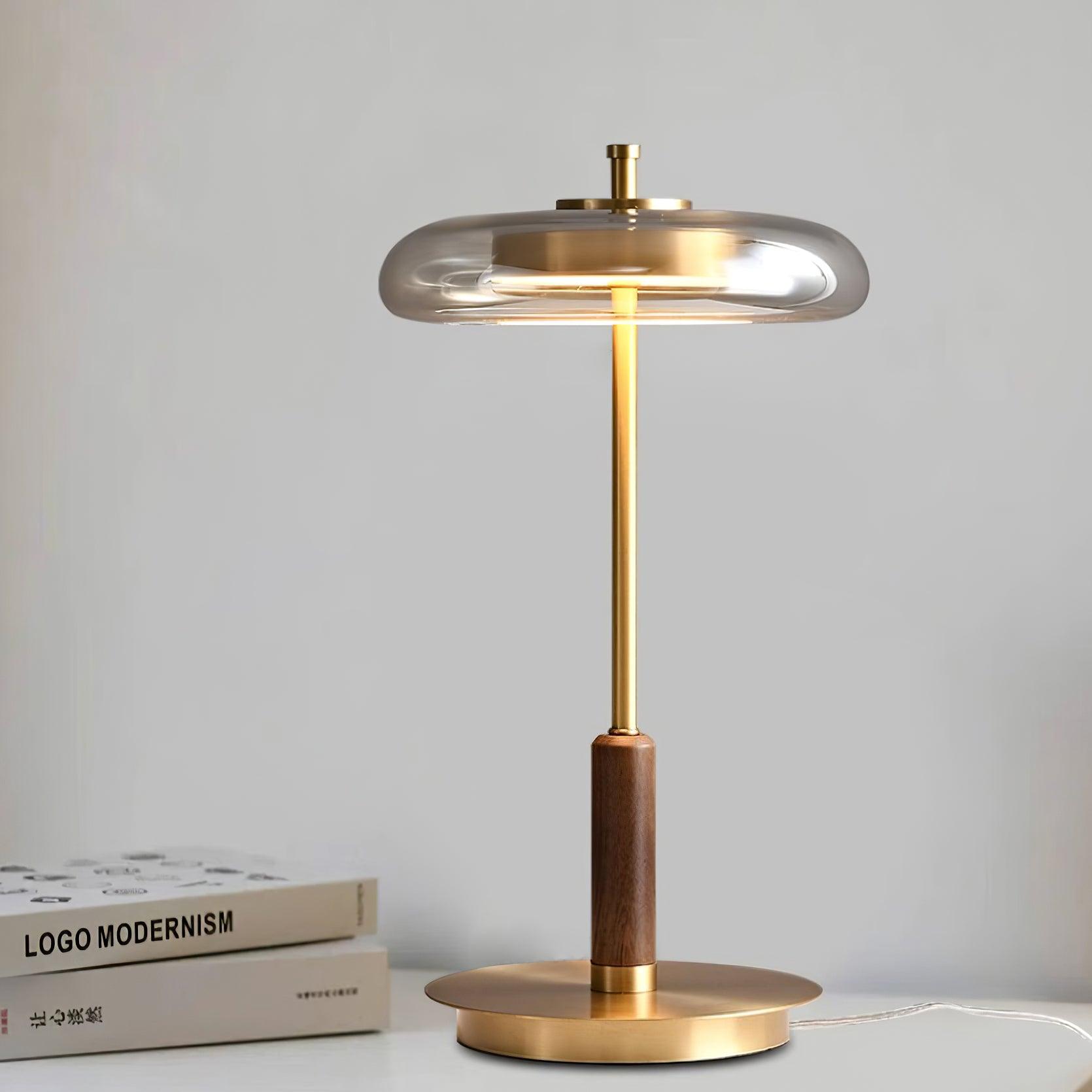 Table Lamp Glass 8.6 in Amber Indoor LED 7W Nightstand Desk Accent Light Contemporary | Thomler