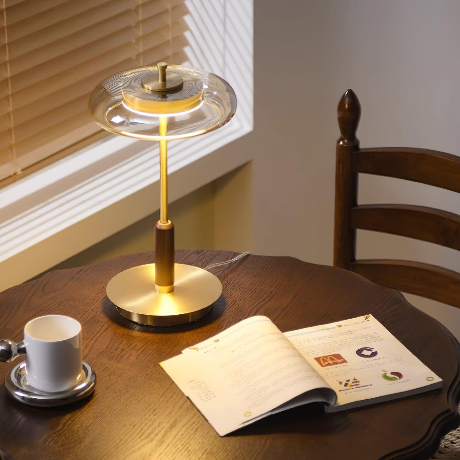 Table Lamp Glass 8.6 in Amber Indoor LED 7W Nightstand Desk Accent Light Contemporary | Thomler
