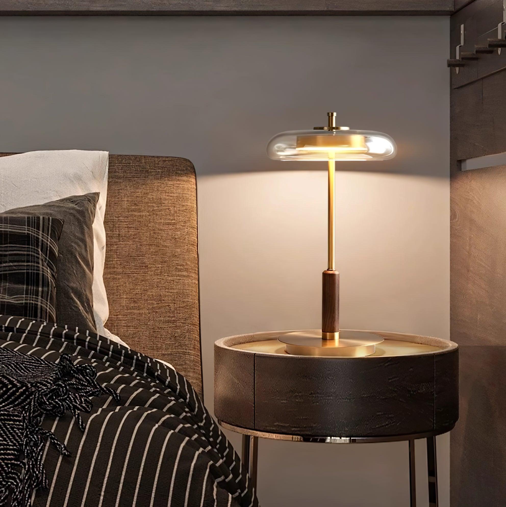Table Lamp Glass 8.6 in Amber Indoor LED 7W Nightstand Desk Accent Light Contemporary | Thomler