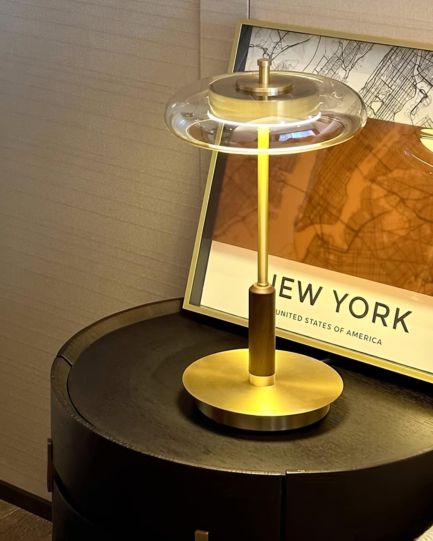 Table Lamp Glass 8.6 in Amber Indoor LED 7W Nightstand Desk Accent Light Contemporary | Thomler