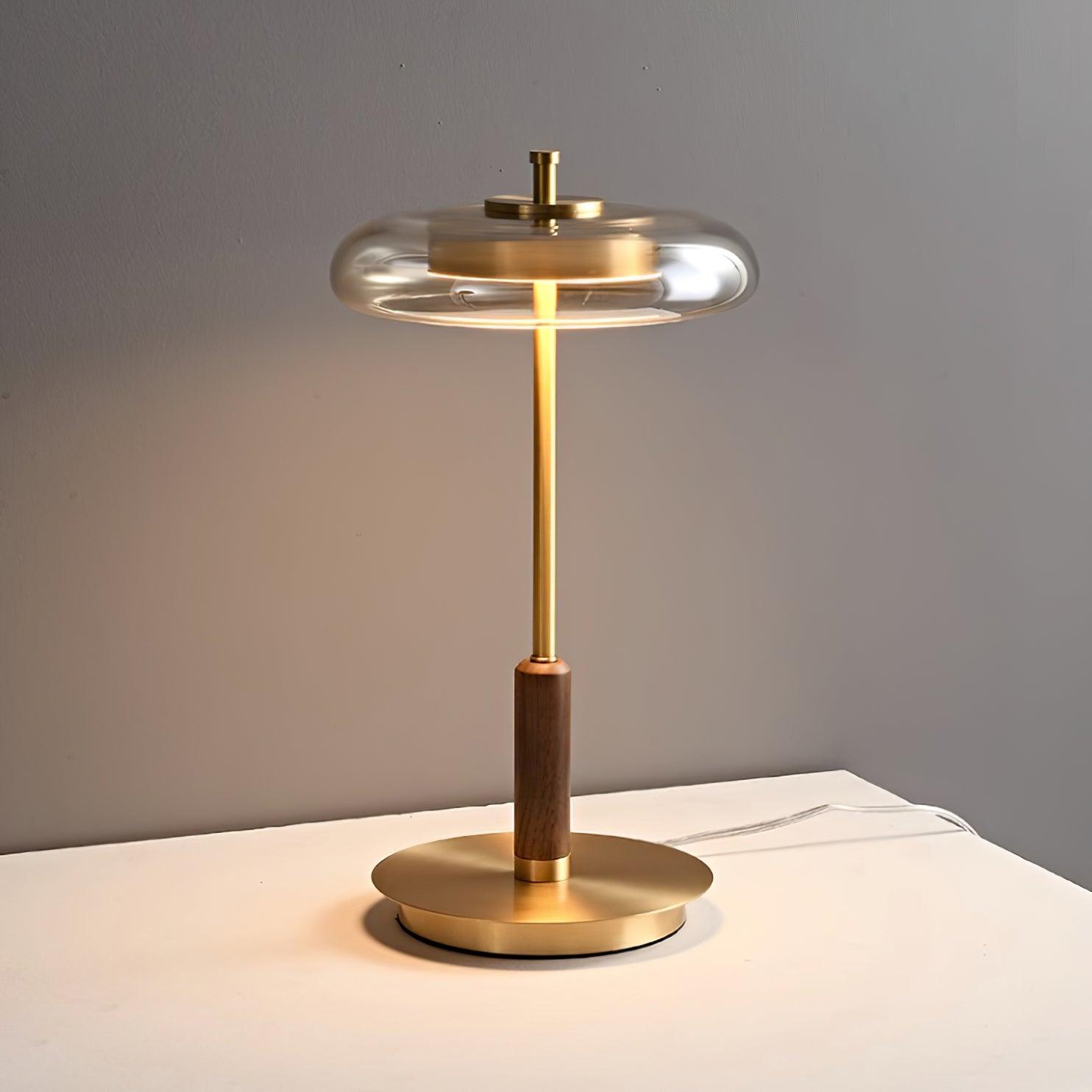 Table Lamp Glass 8.6 in Amber Indoor LED 7W Nightstand Desk Accent Light Contemporary | Thomler