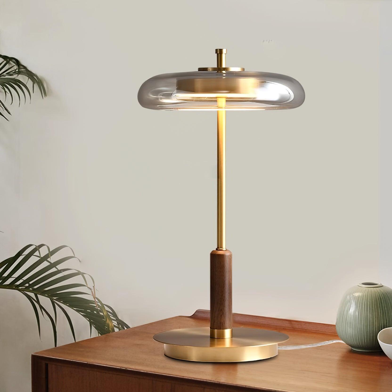 Table Lamp Glass 8.6 in Amber Indoor LED 7W Nightstand Desk Accent Light Contemporary | Thomler