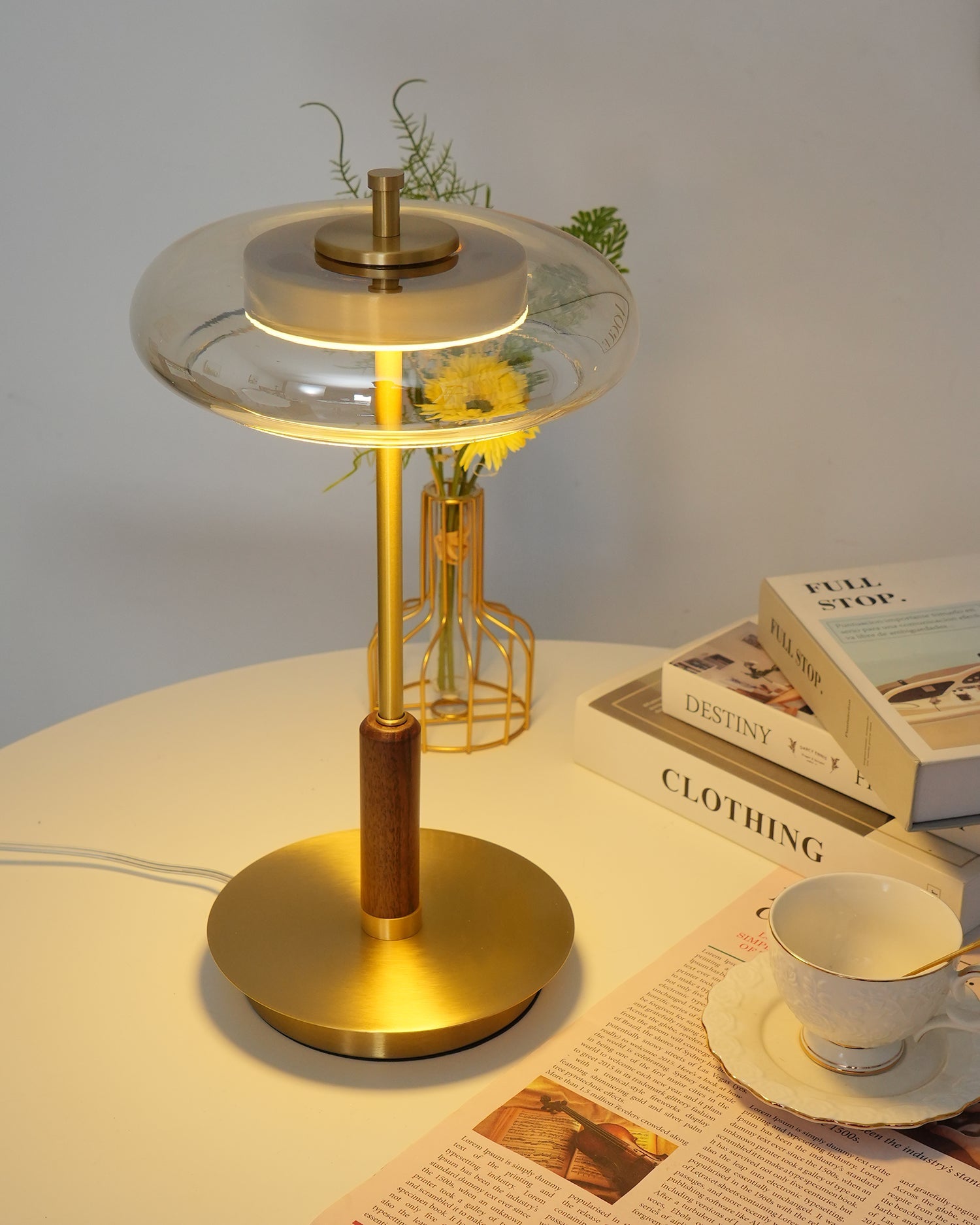 Table Lamp Glass 8.6 in Amber Indoor LED 7W Nightstand Desk Accent Light Contemporary | Thomler