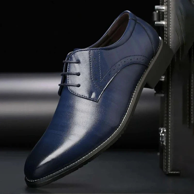 Classic Wingtip Derby Dress Shoes for Men – Perforated Leather Business Oxfords for Suits, Work & Weddings | Thomler