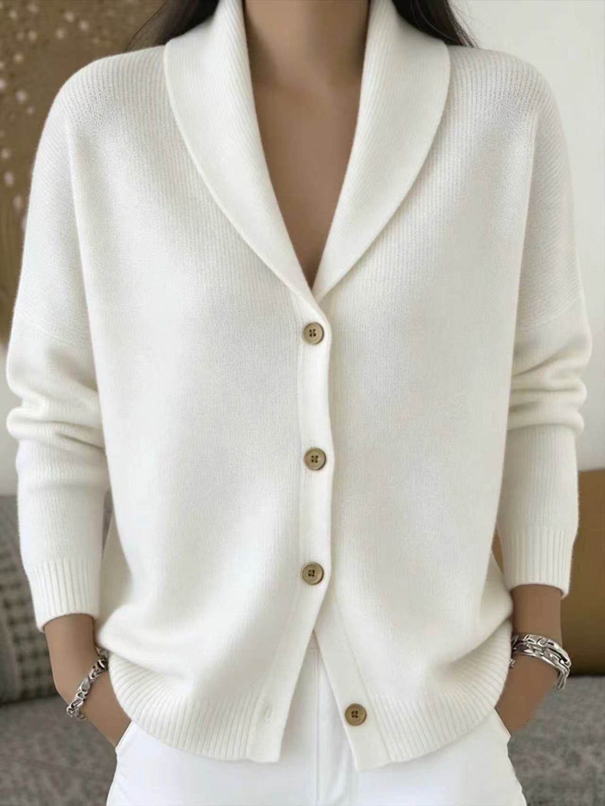 Women's Everyday Knit Sweater Jacket with Tailored Collar & Full Button Closure – Lightweight Layer for Year-Round Comfort | Thomler