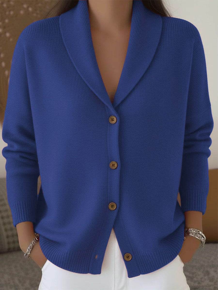 Women's Everyday Knit Sweater Jacket with Tailored Collar & Full Button Closure – Lightweight Layer for Year-Round Comfort | Thomler