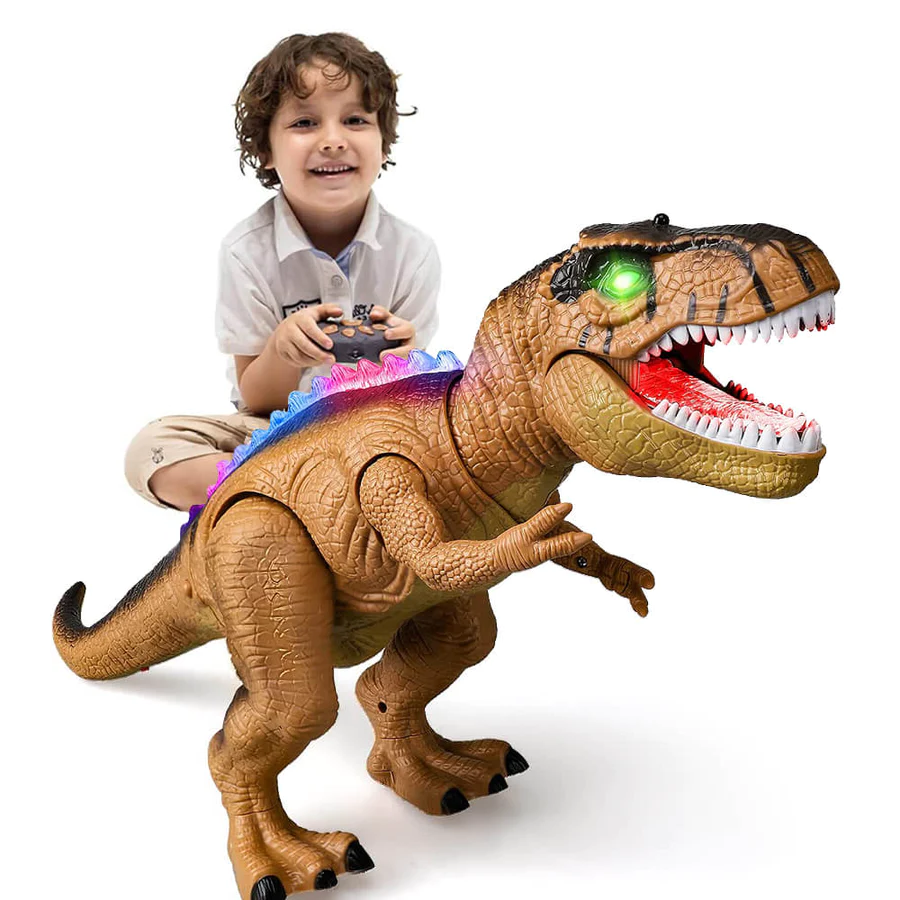 RC Walking T-Rex Dinosaur Toy with Glowing LED Lights & Roaring Sound Effects for Kids | Remote Control Prehistoric Action Figure | Thomler