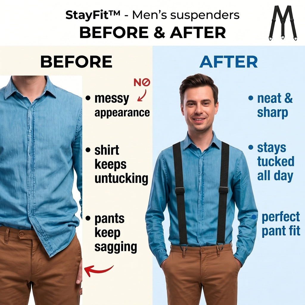 Adjustable Work Suspenders with Metal Clips – X-Back & Y-Back Designs for Men | Thomler