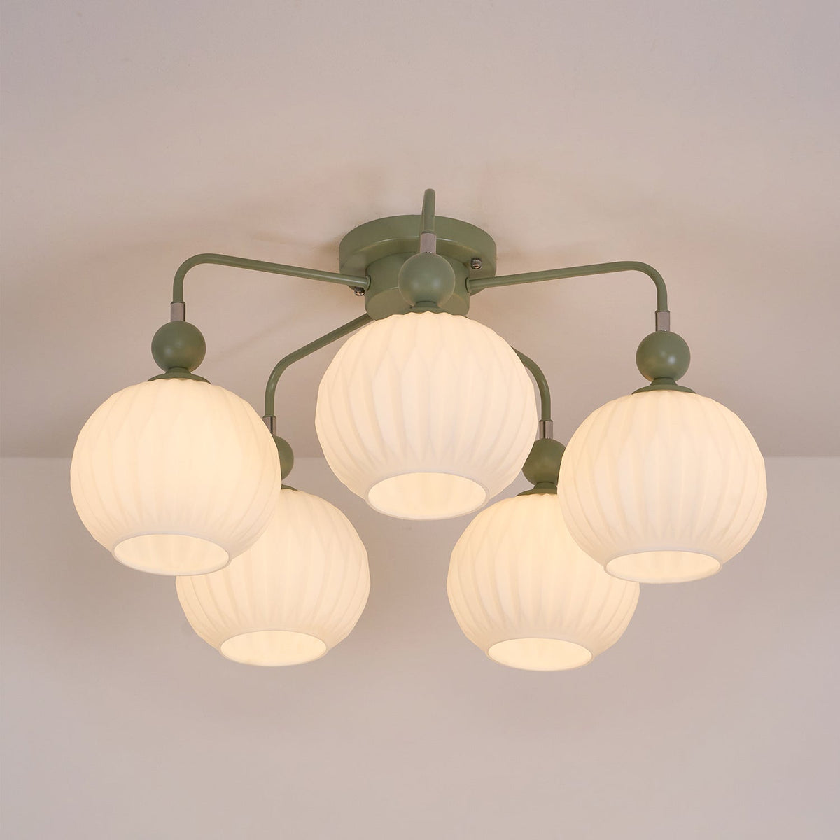 Modern Sculptural Semi-Flush Ceiling Fixture with Textured Globe Shades – 4, 5 or 8 Lights for Bedroom, Dining Room & Living Room | Thomler