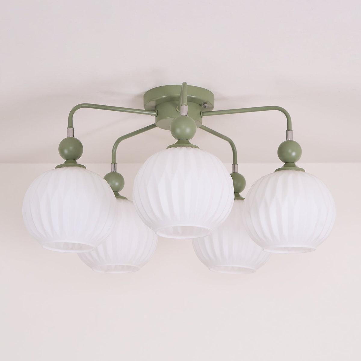 Modern Sculptural Semi-Flush Ceiling Fixture with Textured Globe Shades – 4, 5 or 8 Lights for Bedroom, Dining Room & Living Room | Thomler