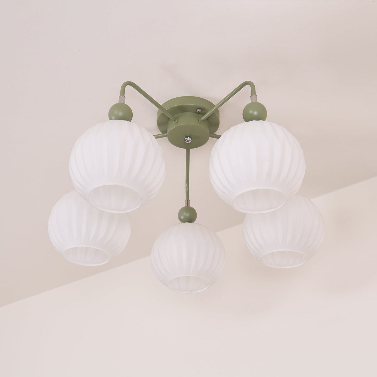 Modern Sculptural Semi-Flush Ceiling Fixture with Textured Globe Shades – 4, 5 or 8 Lights for Bedroom, Dining Room & Living Room | Thomler