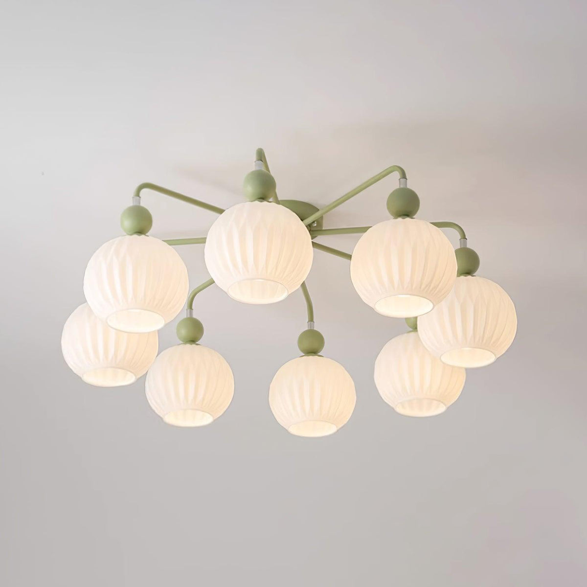 Modern Sculptural Semi-Flush Ceiling Fixture with Textured Globe Shades – 4, 5 or 8 Lights for Bedroom, Dining Room & Living Room | Thomler