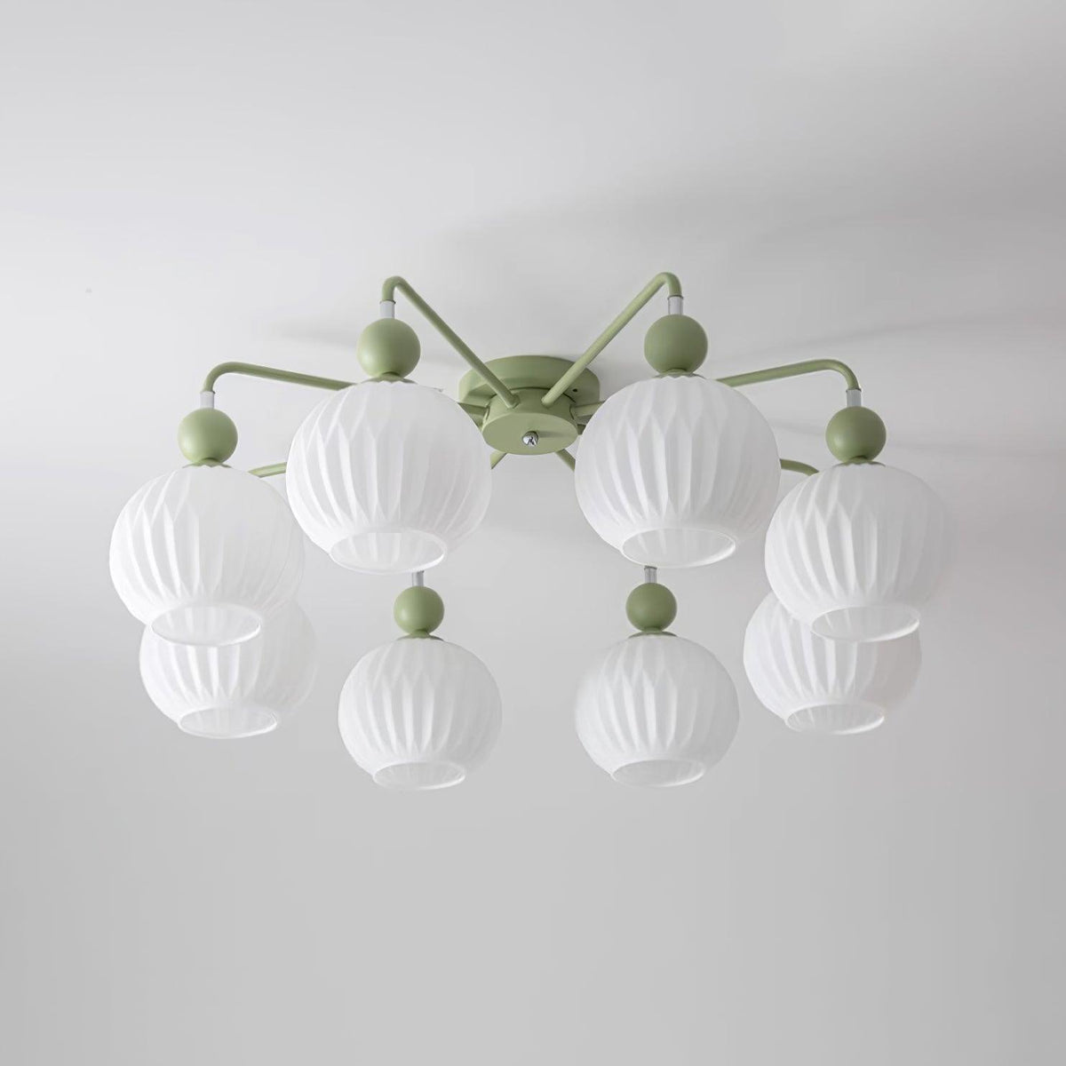 Modern Sculptural Semi-Flush Ceiling Fixture with Textured Globe Shades – 4, 5 or 8 Lights for Bedroom, Dining Room & Living Room | Thomler