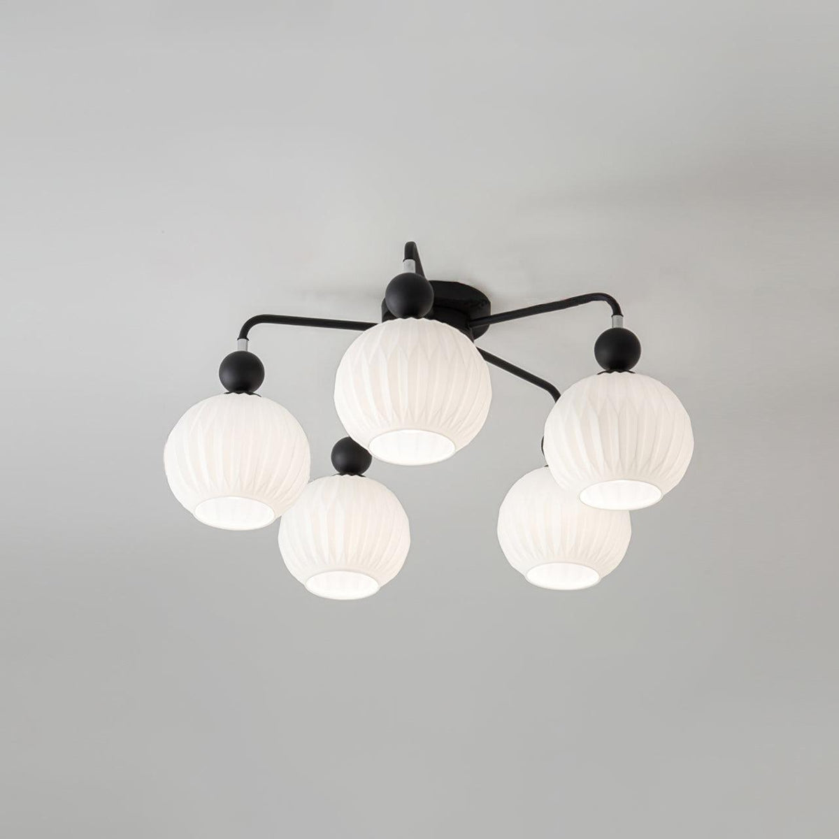 Modern Sculptural Semi-Flush Ceiling Fixture with Textured Globe Shades – 4, 5 or 8 Lights for Bedroom, Dining Room & Living Room | Thomler