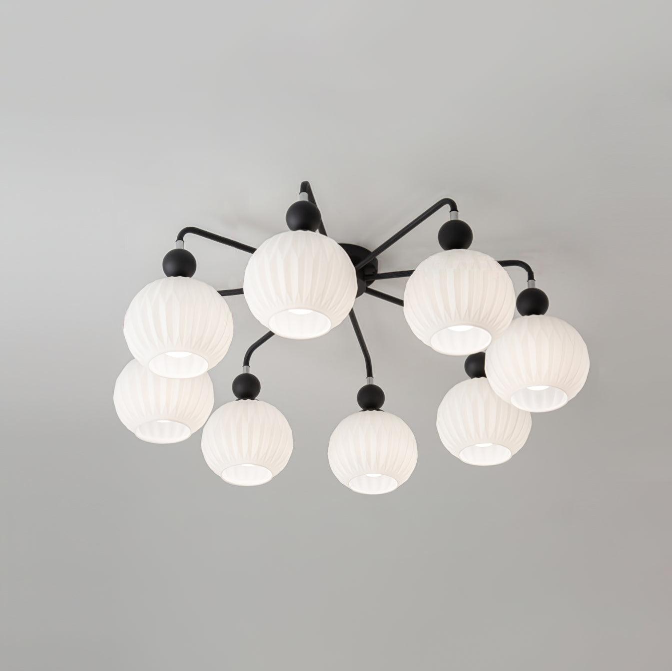 Ceiling Light Glass 26 in Pumpkin Shade Green Living Room Dining Area Pendant Fixture Decorative Modern Lighting | Thomler