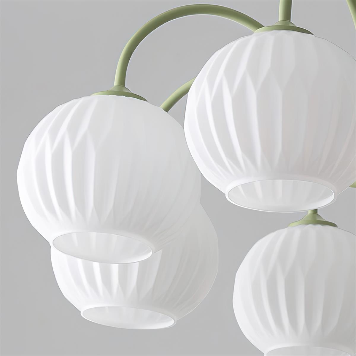 Chandelier Glass 25.6 in Green Modern Dining Room Ceiling Light 3-8 Heads Decorative Fixture | Thomler