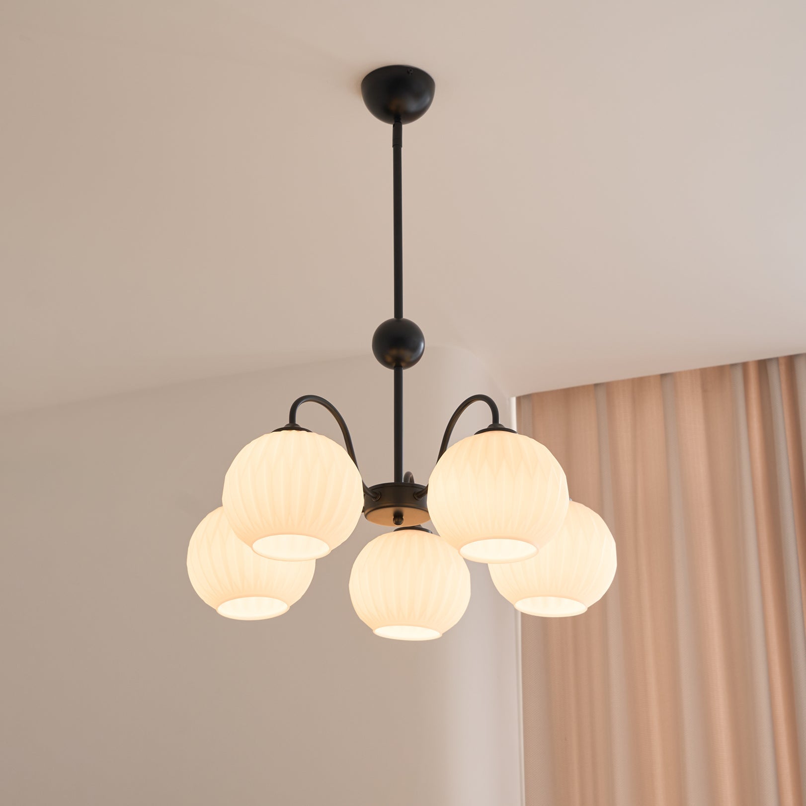 Chandelier Glass 25.6 in Green Modern Dining Room Ceiling Light 3-8 Heads Decorative Fixture | Thomler