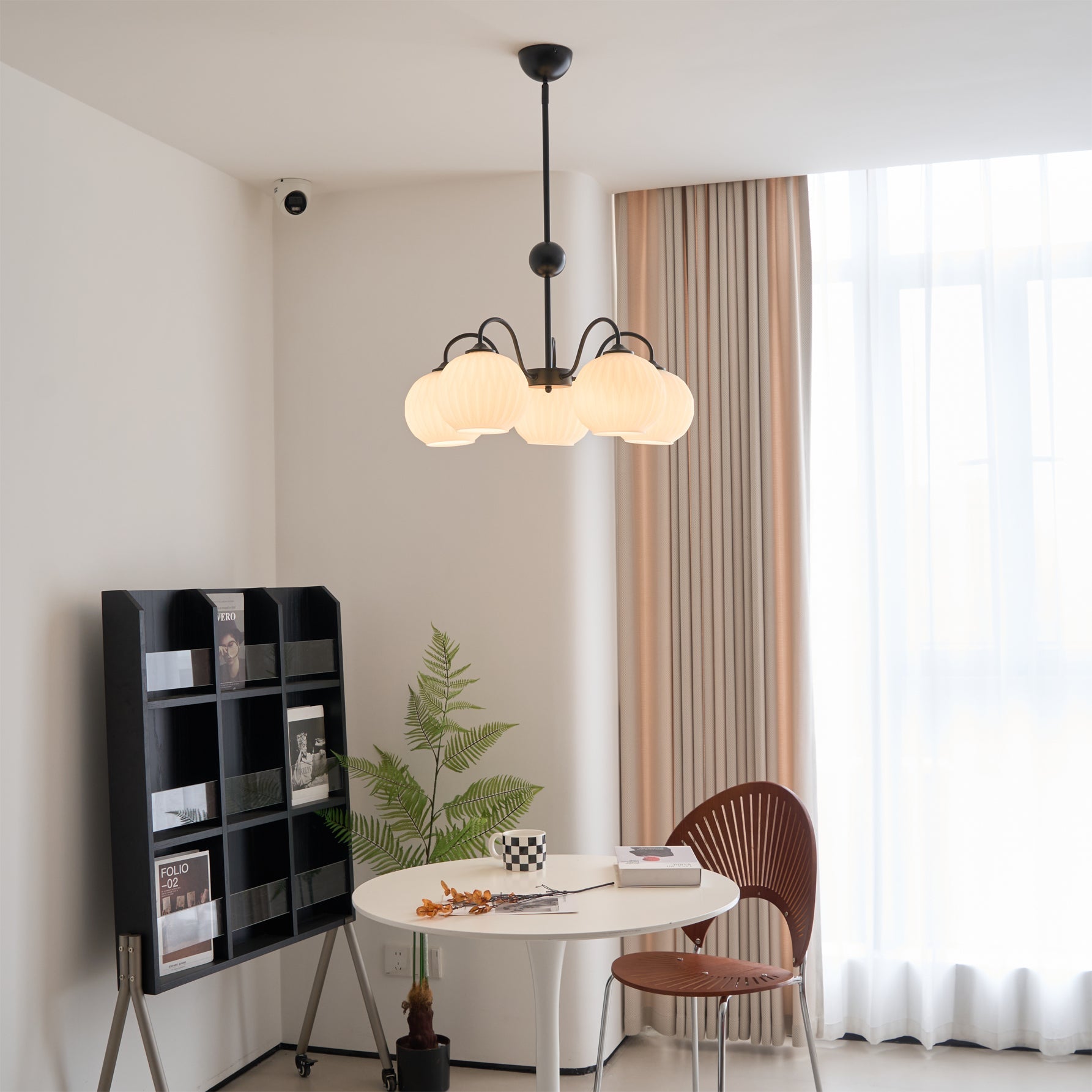 Chandelier Glass 25.6 in Green Modern Dining Room Ceiling Light 3-8 Heads Decorative Fixture | Thomler