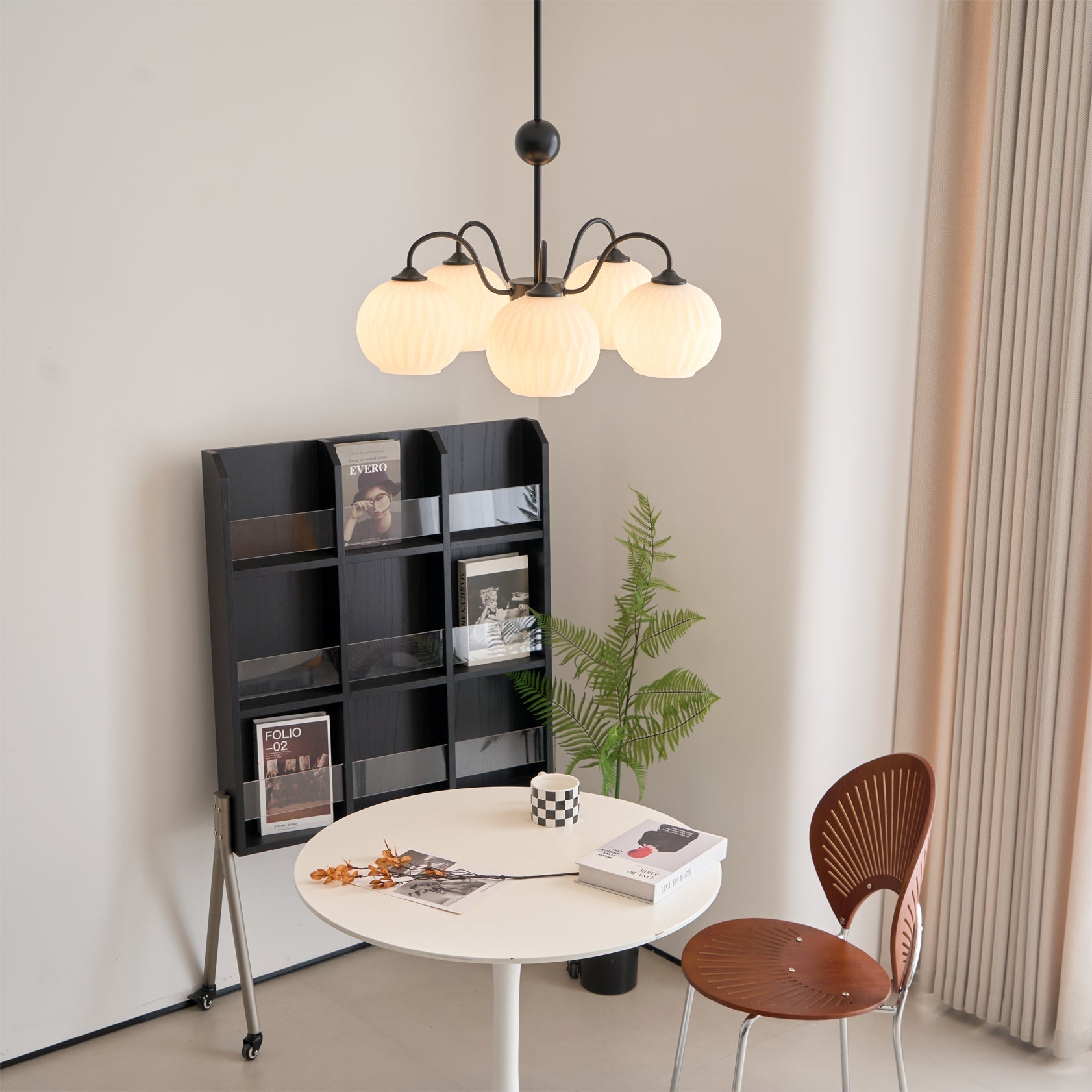 Chandelier Glass 25.6 in Green Modern Dining Room Ceiling Light 3-8 Heads Decorative Fixture | Thomler
