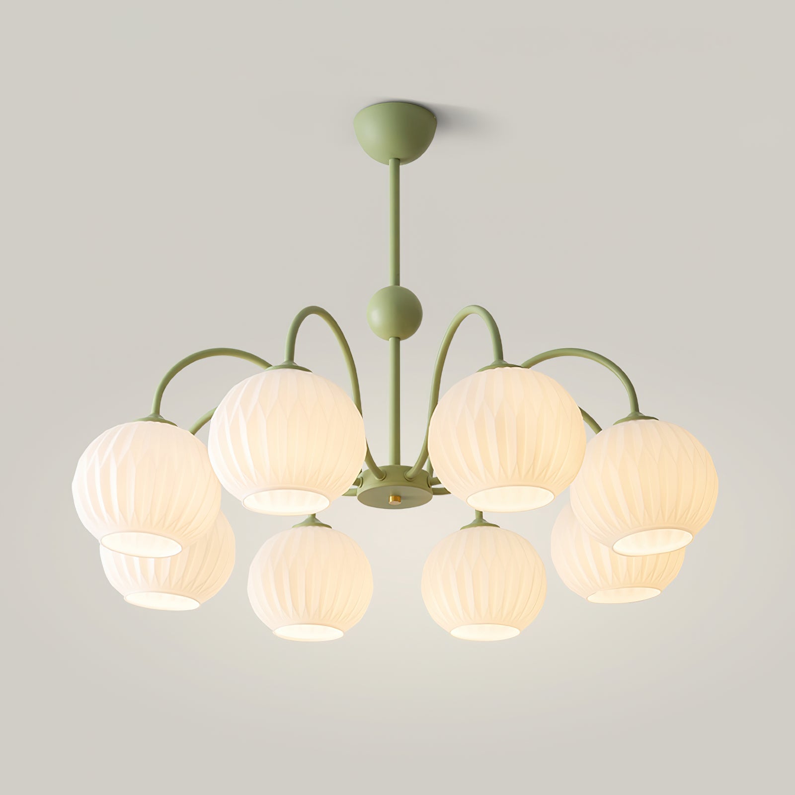 Chandelier Glass 25.6 in Green Modern Dining Room Ceiling Light 3-8 Heads Decorative Fixture | Thomler