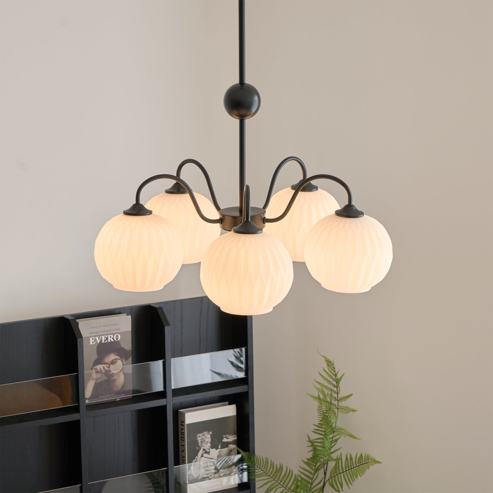Chandelier Glass 25.6 in Green Modern Dining Room Ceiling Light 3-8 Heads Decorative Fixture | Thomler