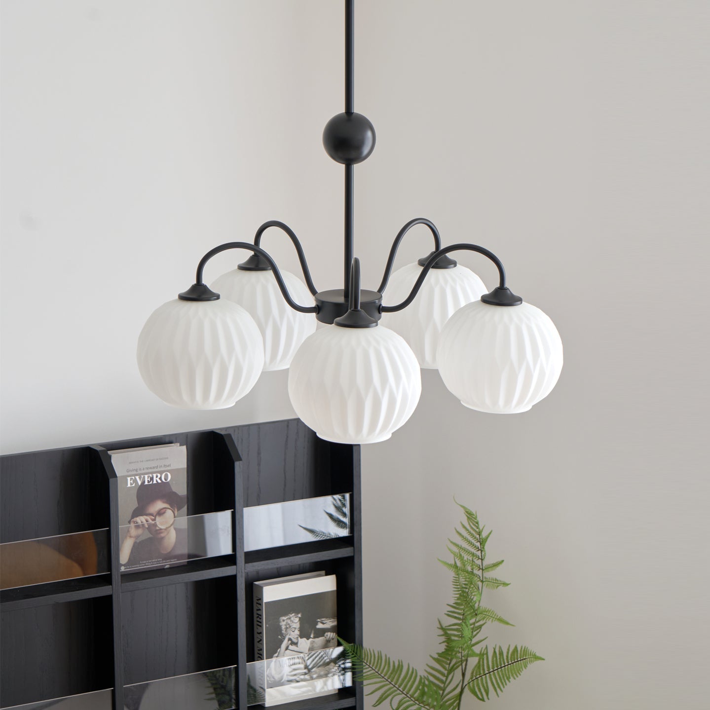 Chandelier Glass 25.6 in Green Modern Dining Room Ceiling Light 3-8 Heads Decorative Fixture | Thomler
