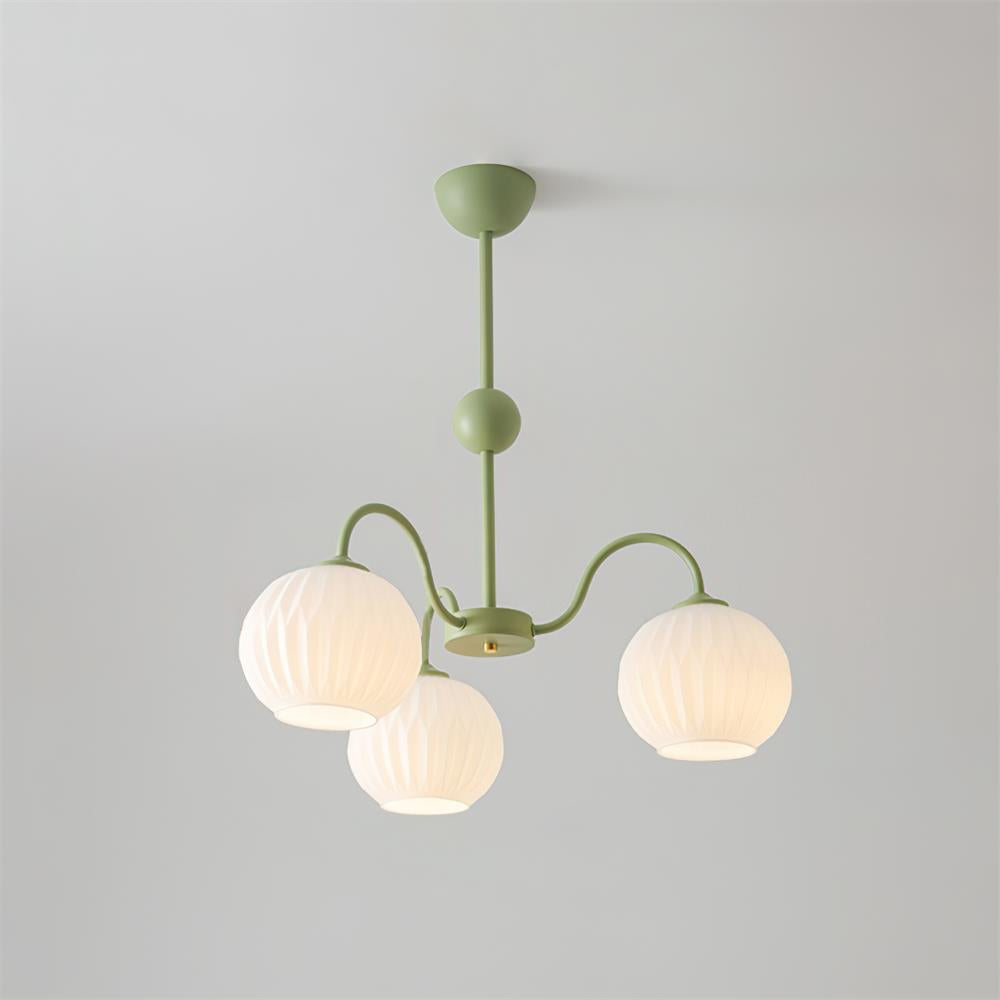 Chandelier Glass 25.6 in Green Modern Dining Room Ceiling Light 3-8 Heads Decorative Fixture | Thomler