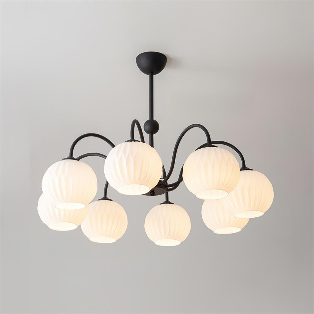 Chandelier Glass 25.6 in Green Modern Dining Room Ceiling Light 3-8 Heads Decorative Fixture | Thomler