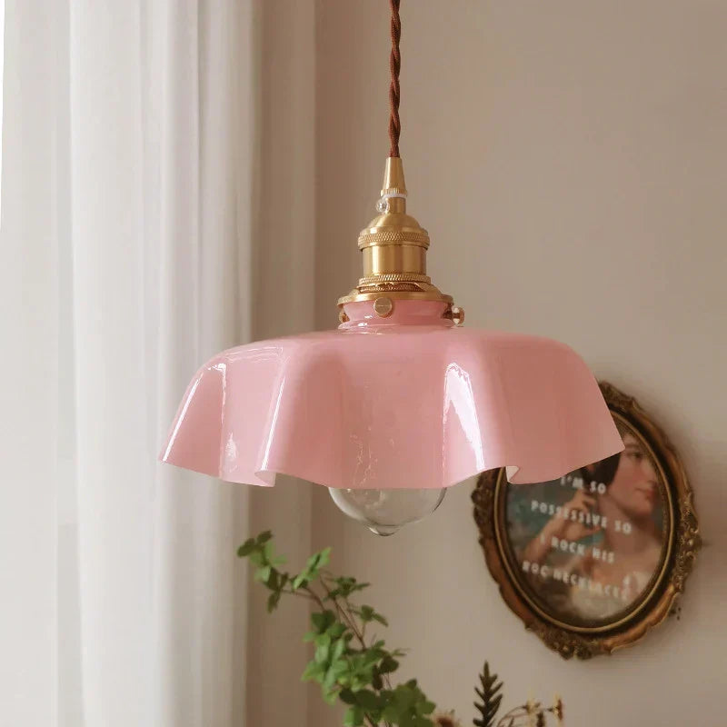 Pendant Light Glass Shade 23.0 cm Pastel Dining Room Kitchen Island Vintage French Hanging Ceiling Lamp E27 | Thomler