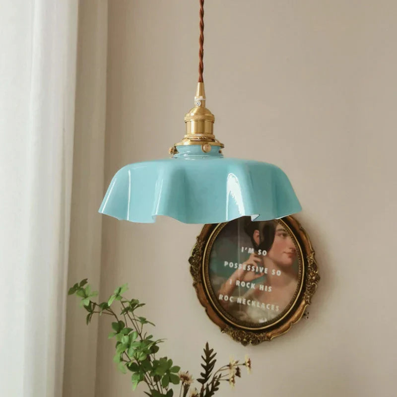 Pendant Light Glass Shade 23.0 cm Pastel Dining Room Kitchen Island Vintage French Hanging Ceiling Lamp E27 | Thomler