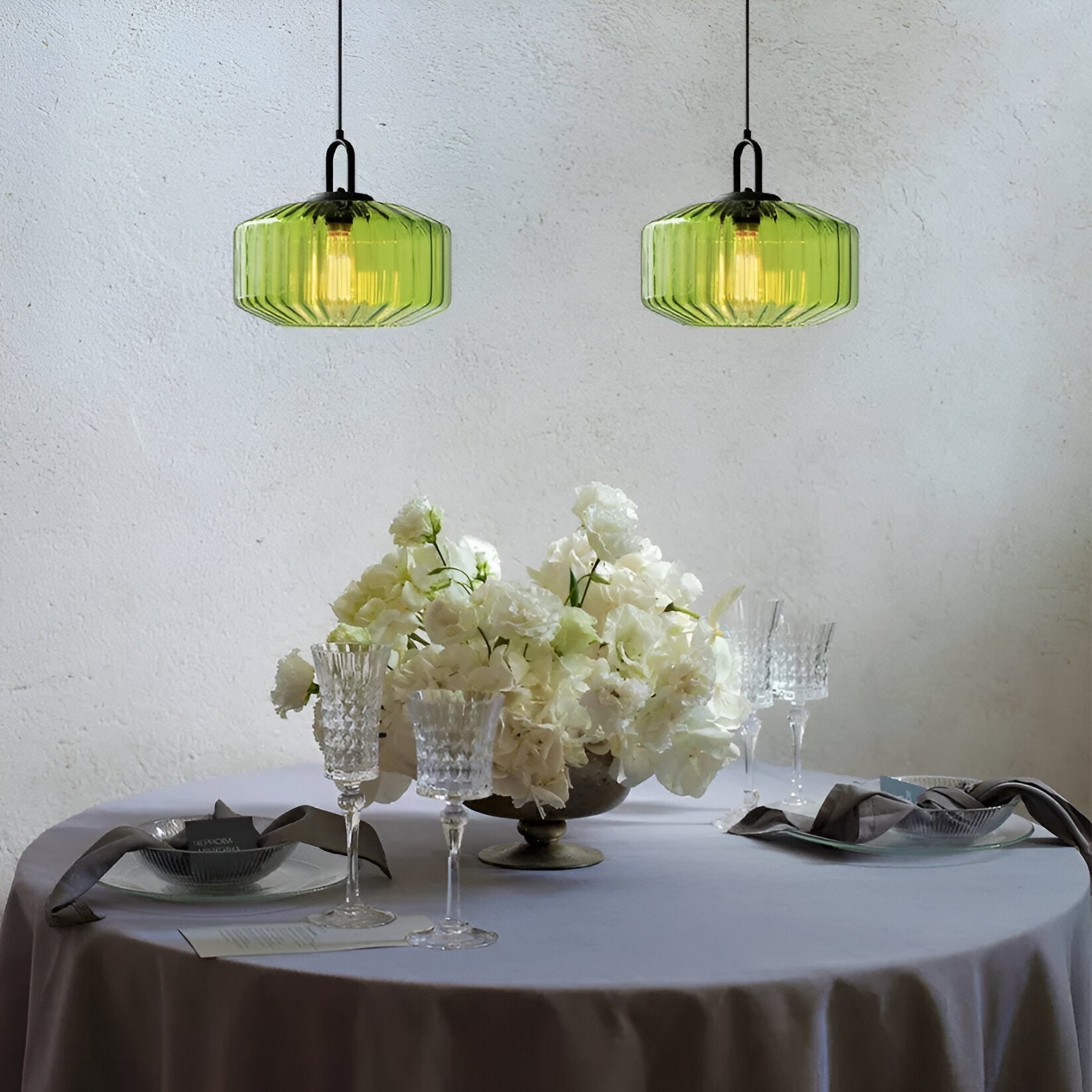 Pendant Light Coloured Glass 28.0 cm Green Dining Room Kitchen Island Adjustable E27 Retro Nordic Hanging Ceiling Lamp | Thomler