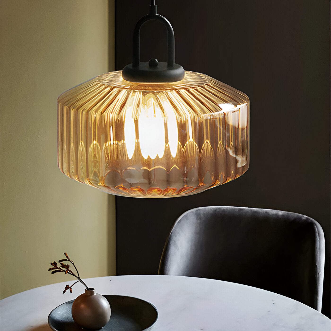 Pendant Light Coloured Glass 28.0 cm Green Dining Room Kitchen Island Adjustable E27 Retro Nordic Hanging Ceiling Lamp | Thomler