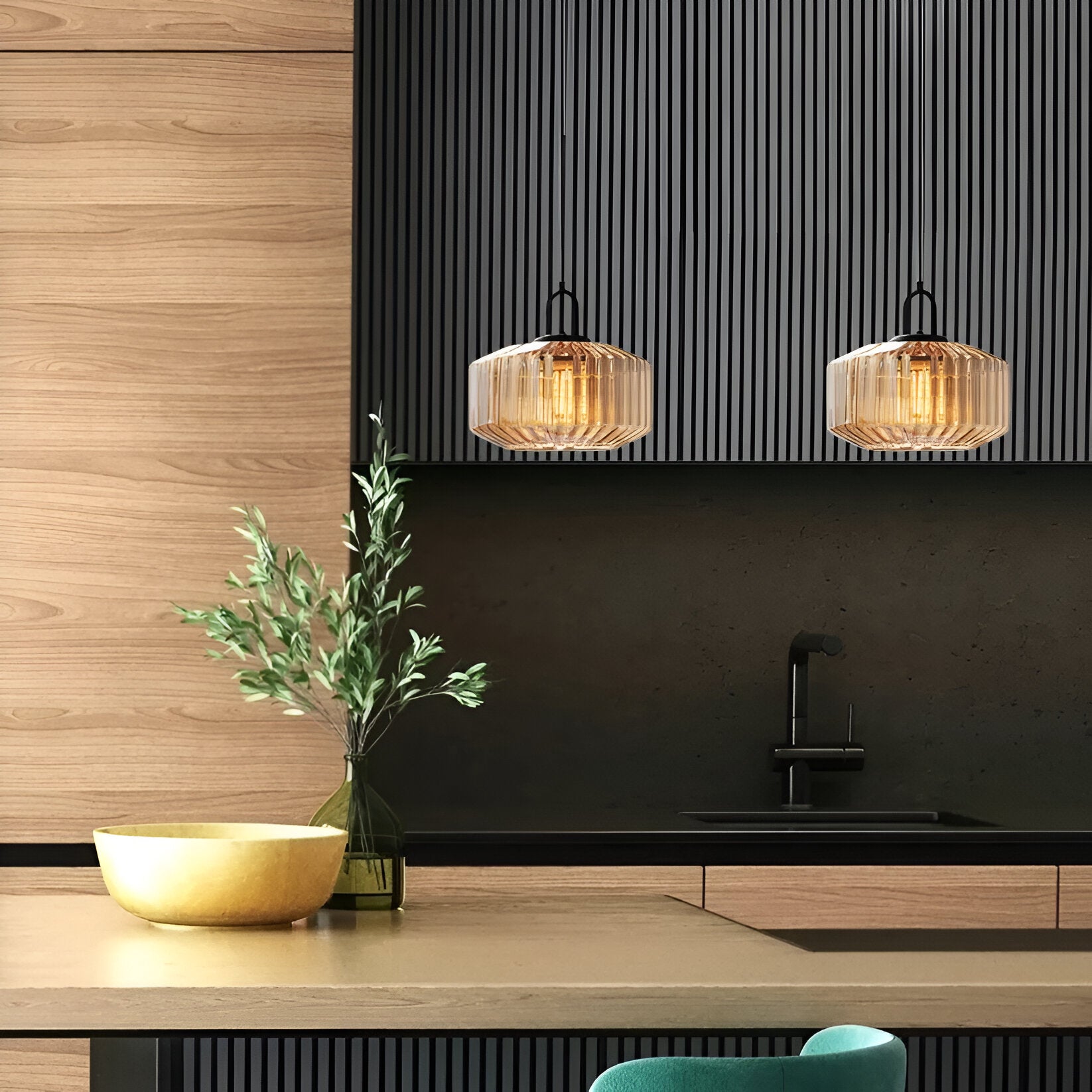 Pendant Light Colored Glass 11.0 in Warm 4W Kitchen Island Dining Room Hanging Ceiling Fixture Vintage Nordic | Thomler