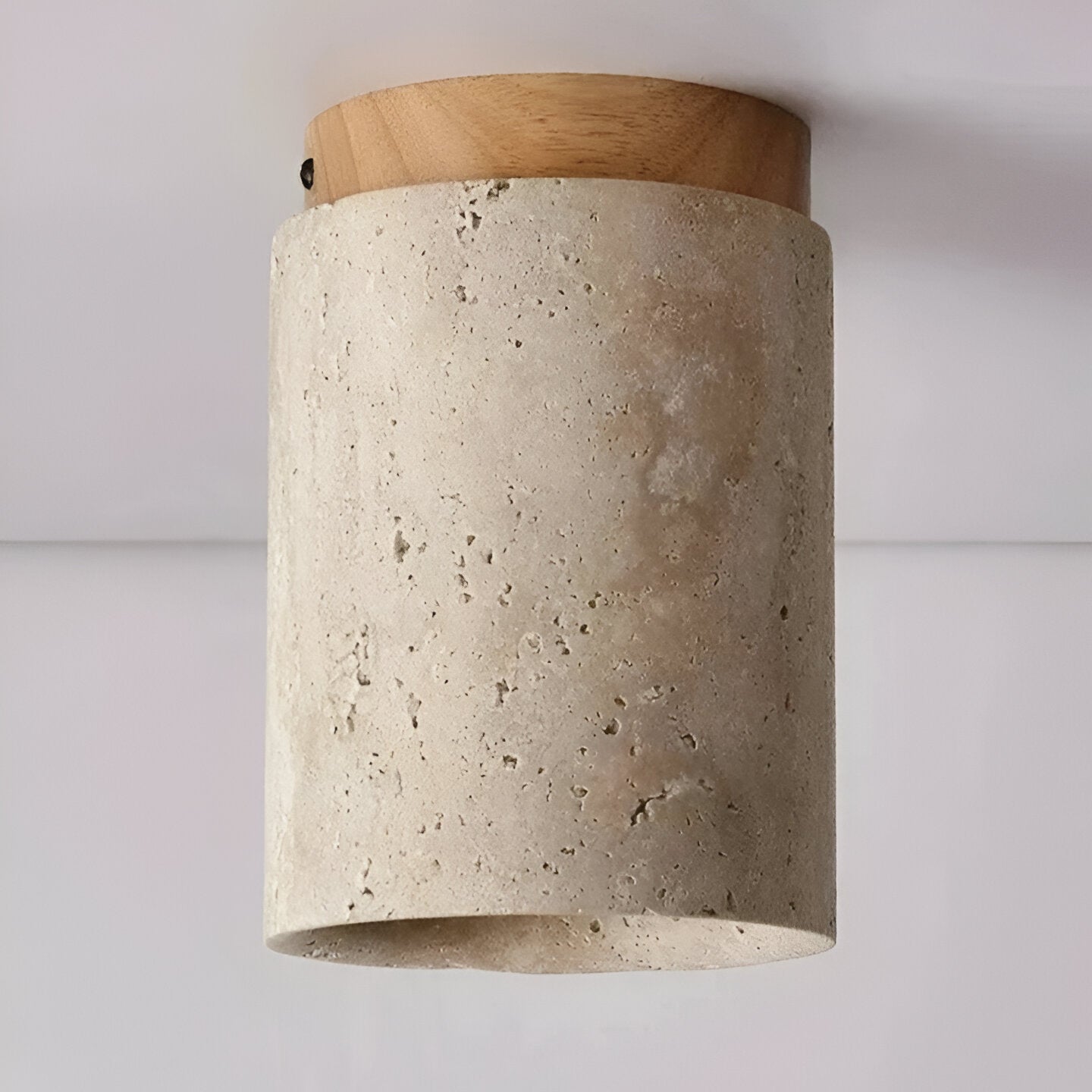 Ceiling Light Travertine Stone 4.3 in Flush Mount Beige Bedroom Kitchen Hallway Ambient Lighting Minimalist Japandi Fixture | Thomler