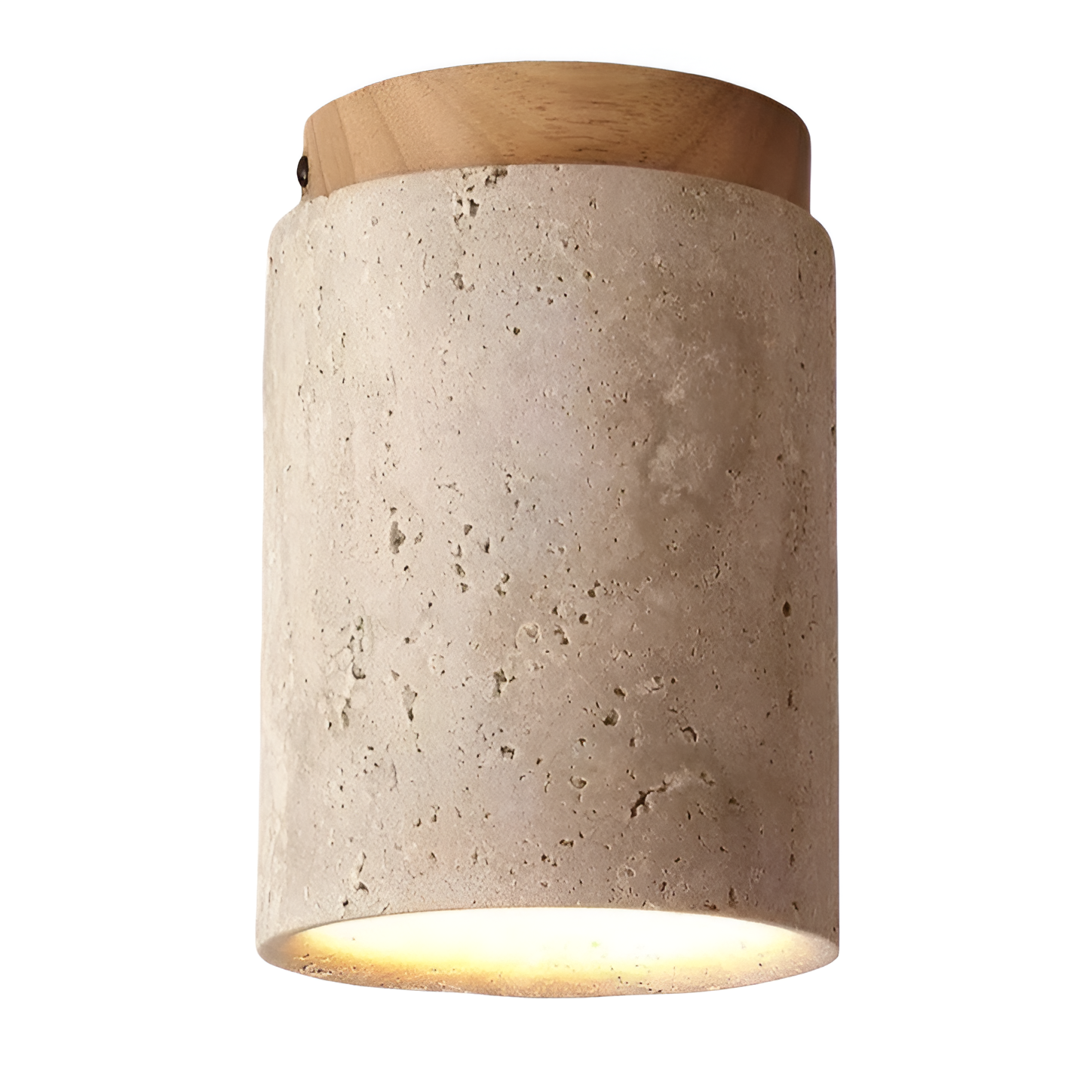 Ceiling Light Travertine Stone 4.3 in Flush Mount Beige Bedroom Kitchen Hallway Ambient Lighting Minimalist Japandi Fixture | Thomler