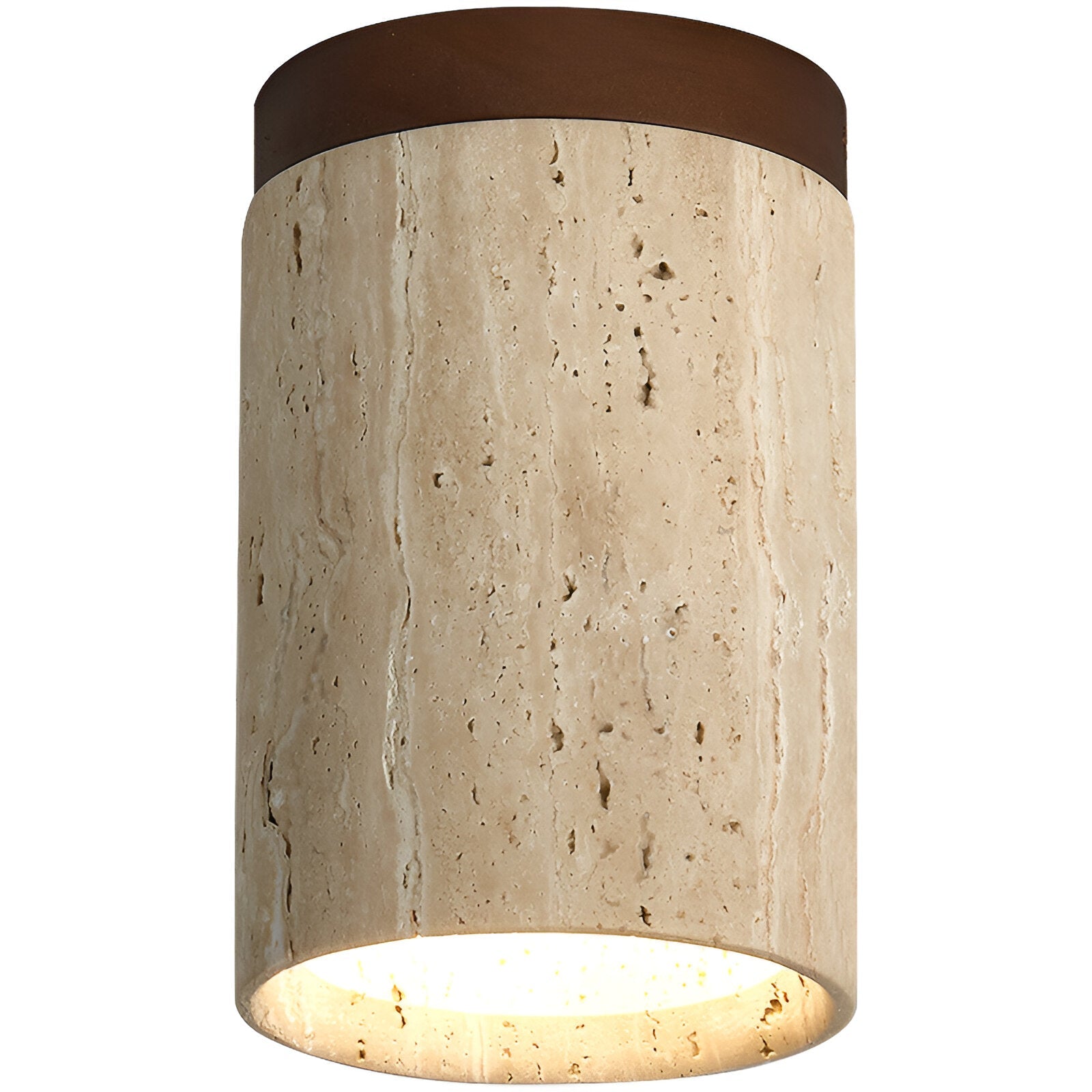 Ceiling Light Travertine Stone 4.3 in Flush Mount Beige Bedroom Kitchen Hallway Ambient Lighting Minimalist Japandi Fixture | Thomler