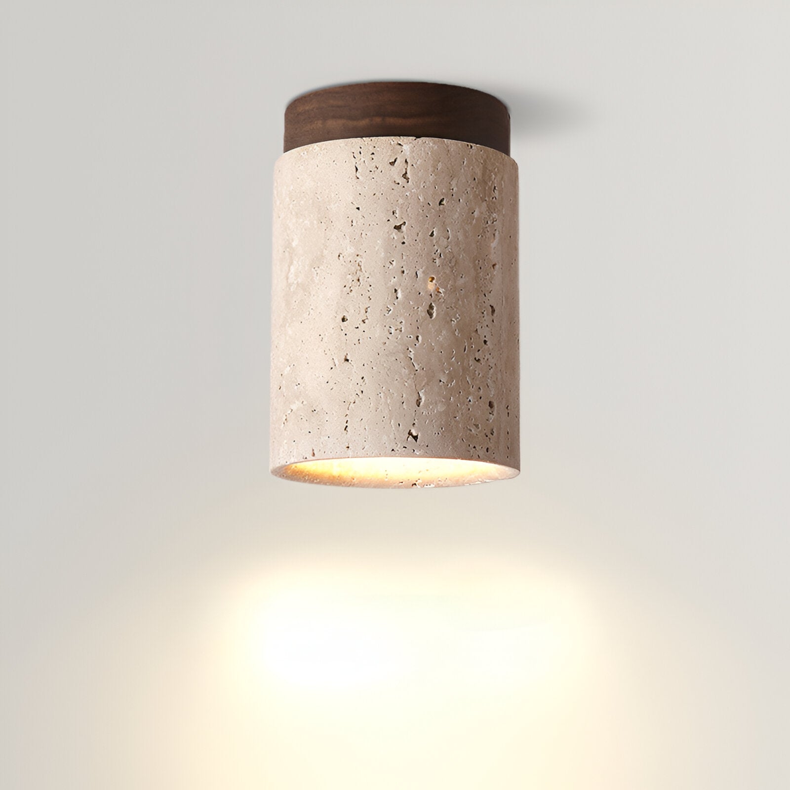Ceiling Light Travertine Stone 4.3 in Flush Mount Beige Bedroom Kitchen Hallway Ambient Lighting Minimalist Japandi Fixture | Thomler