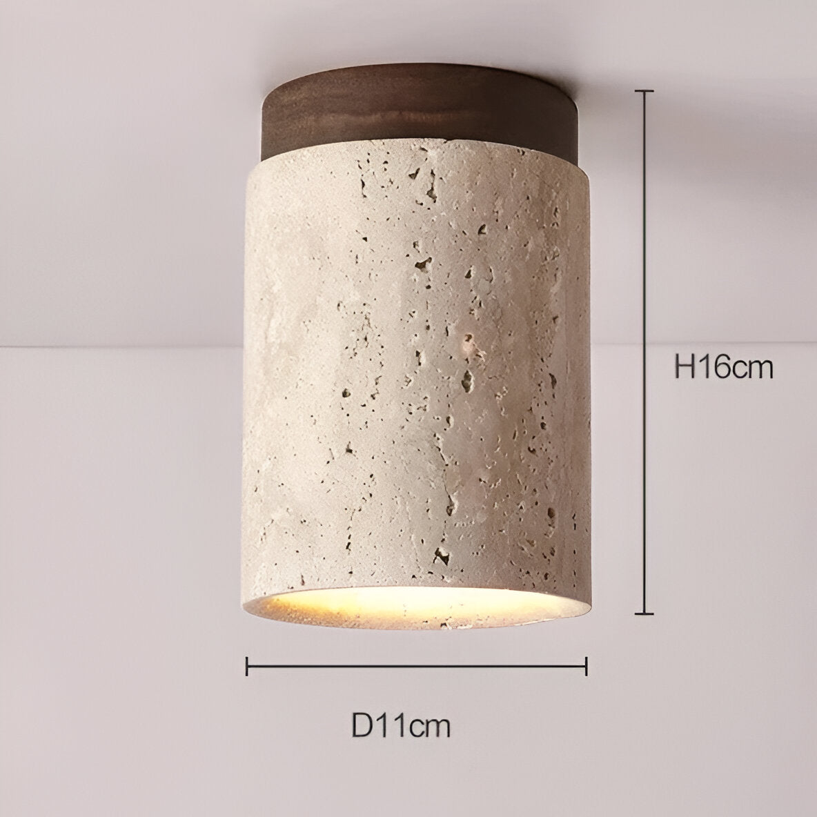 Ceiling Light Travertine Stone 4.3 in Flush Mount Beige Bedroom Kitchen Hallway Ambient Lighting Minimalist Japandi Fixture | Thomler