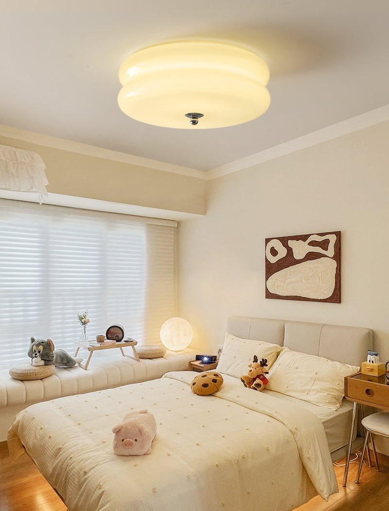 Art Deco Flush Mount Ceiling Light LED Three-Color Dimmable Round Fixture for Bedroom Living Room Dining Room Kitchen Hallway Bathroom Low | Thomler