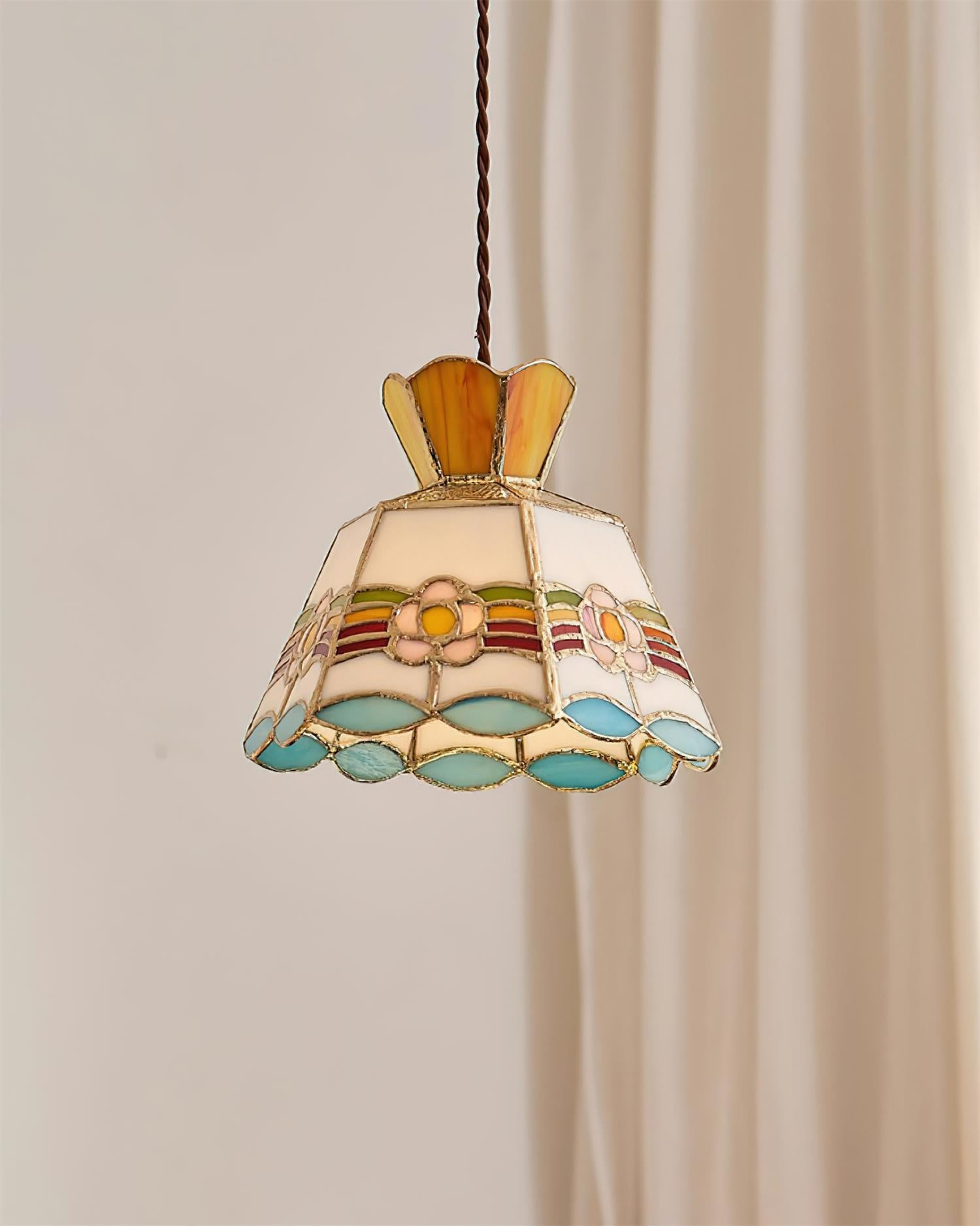 Pendant Light Glass 7.8 in Colorful Dining Room Kitchen Island Hanging Lamp Vintage Style | Thomler