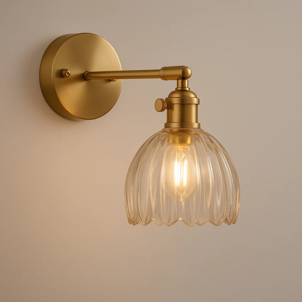 Mid-Century Glass Wall Sconce with Tulip-Inspired Shade for Ambient Lighting in Entryways, Bedrooms & Dining Rooms | Thomler
