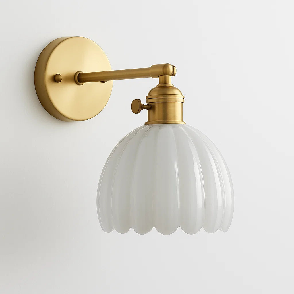 Mid-Century Glass Wall Sconce with Tulip-Inspired Shade for Ambient Lighting in Entryways, Bedrooms & Dining Rooms | Thomler