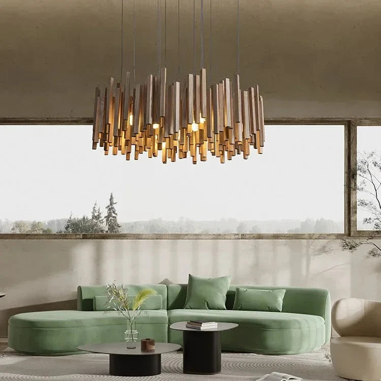 Sculptural Timber Ring Chandelier with Integrated LED – Modern Japanese-Inspired Design for Dining Room & Bedroom | Thomler