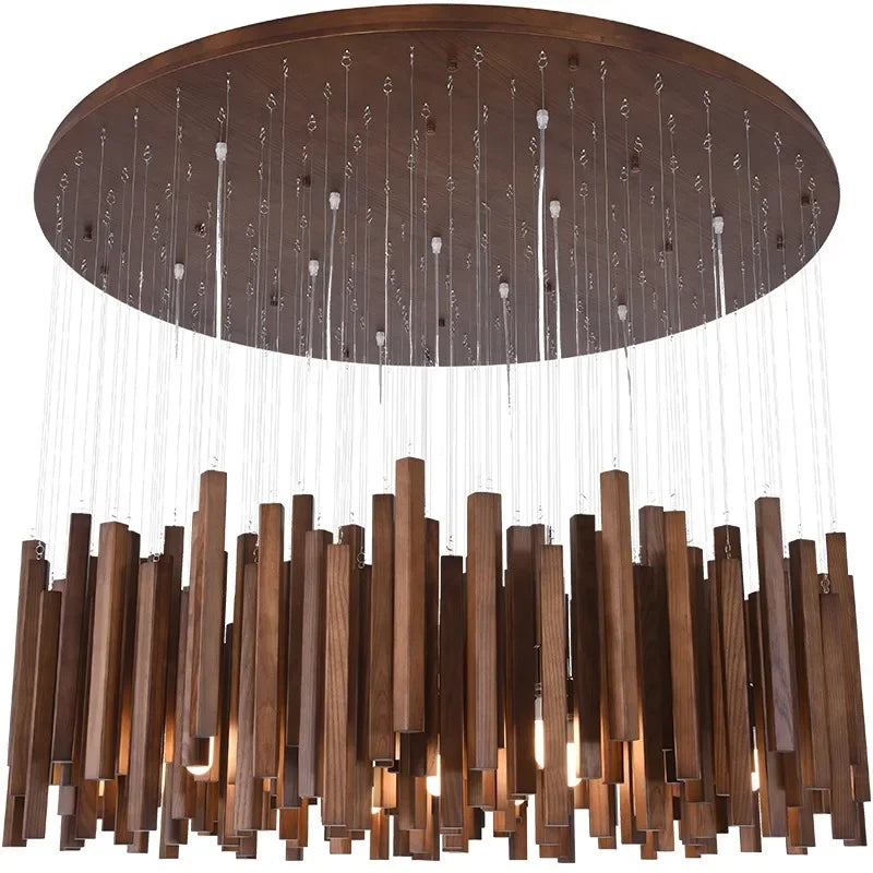 Sculptural Timber Ring Chandelier with Integrated LED – Modern Japanese-Inspired Design for Dining Room & Bedroom | Thomler