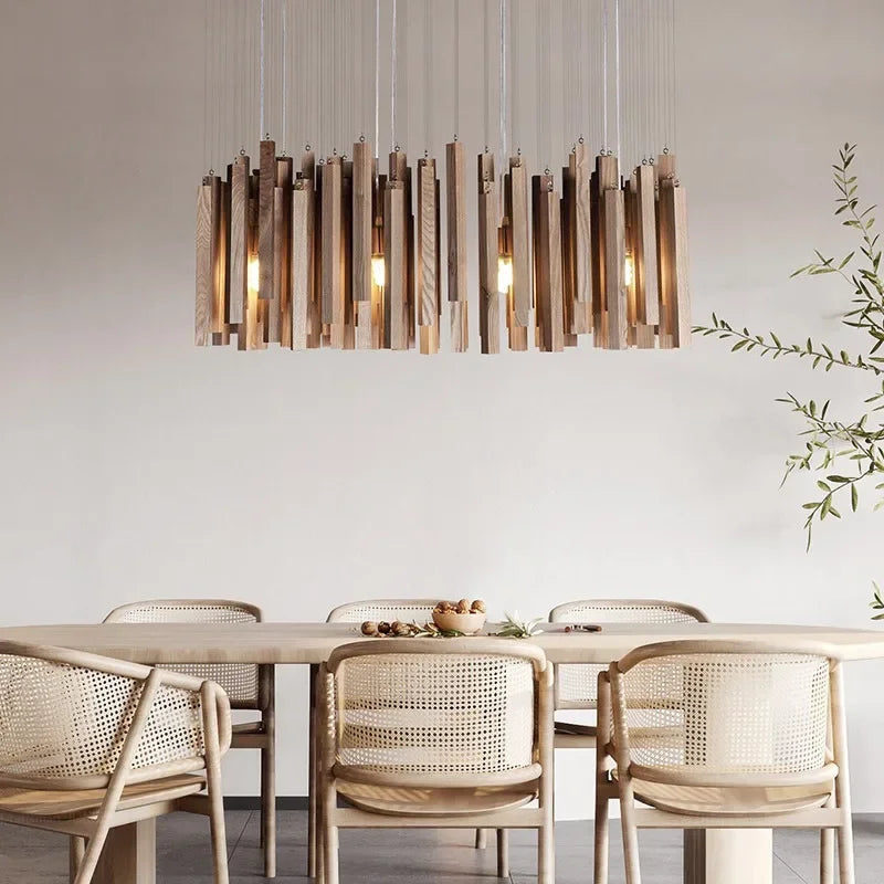 Sculptural Timber Ring Chandelier with Integrated LED – Modern Japanese-Inspired Design for Dining Room & Bedroom | Thomler