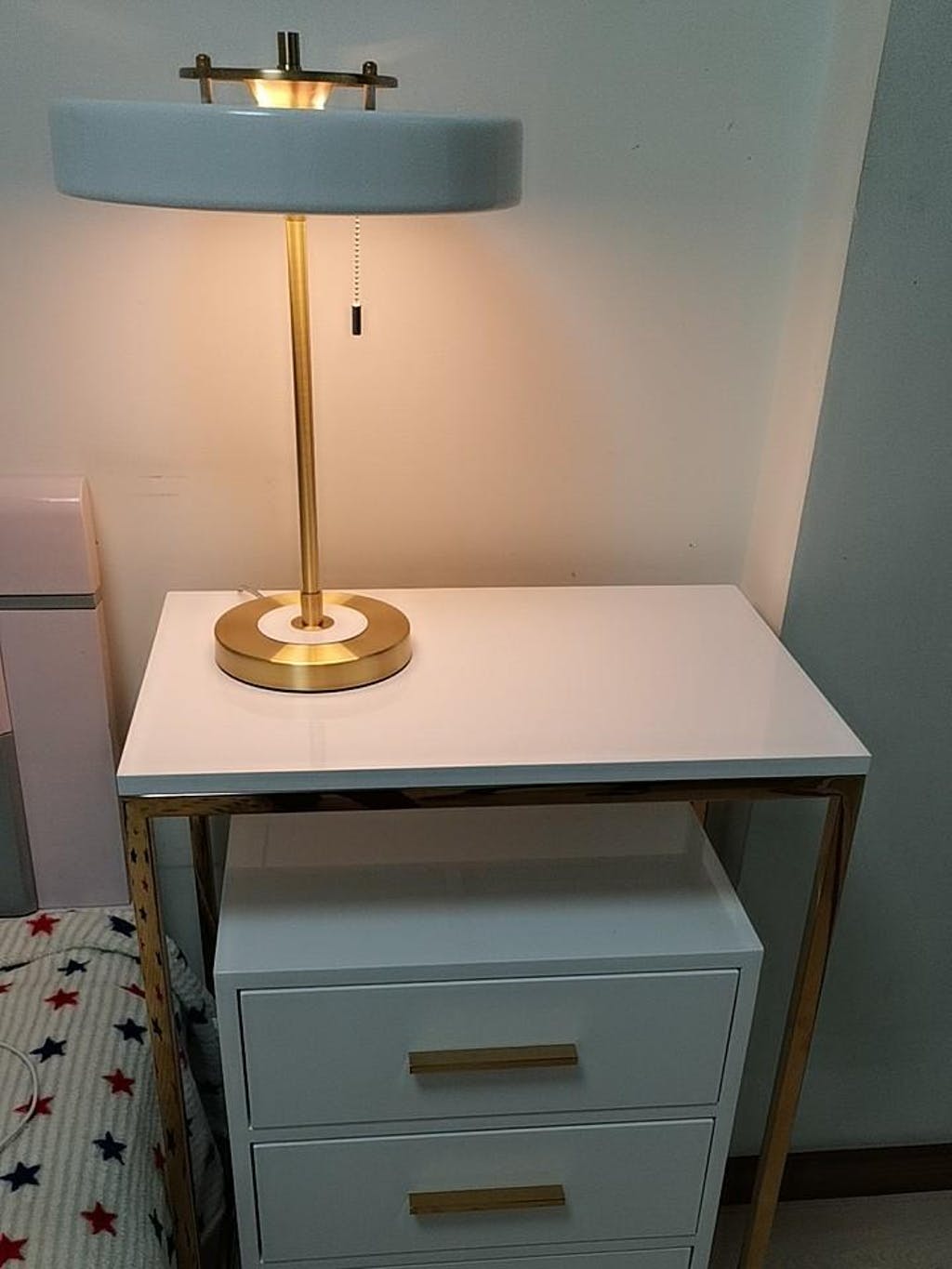 Table Lamp Metal 13.8 in x 18.9 in Acrylic Shade Indoor Desk Nightstand Light | Thomler