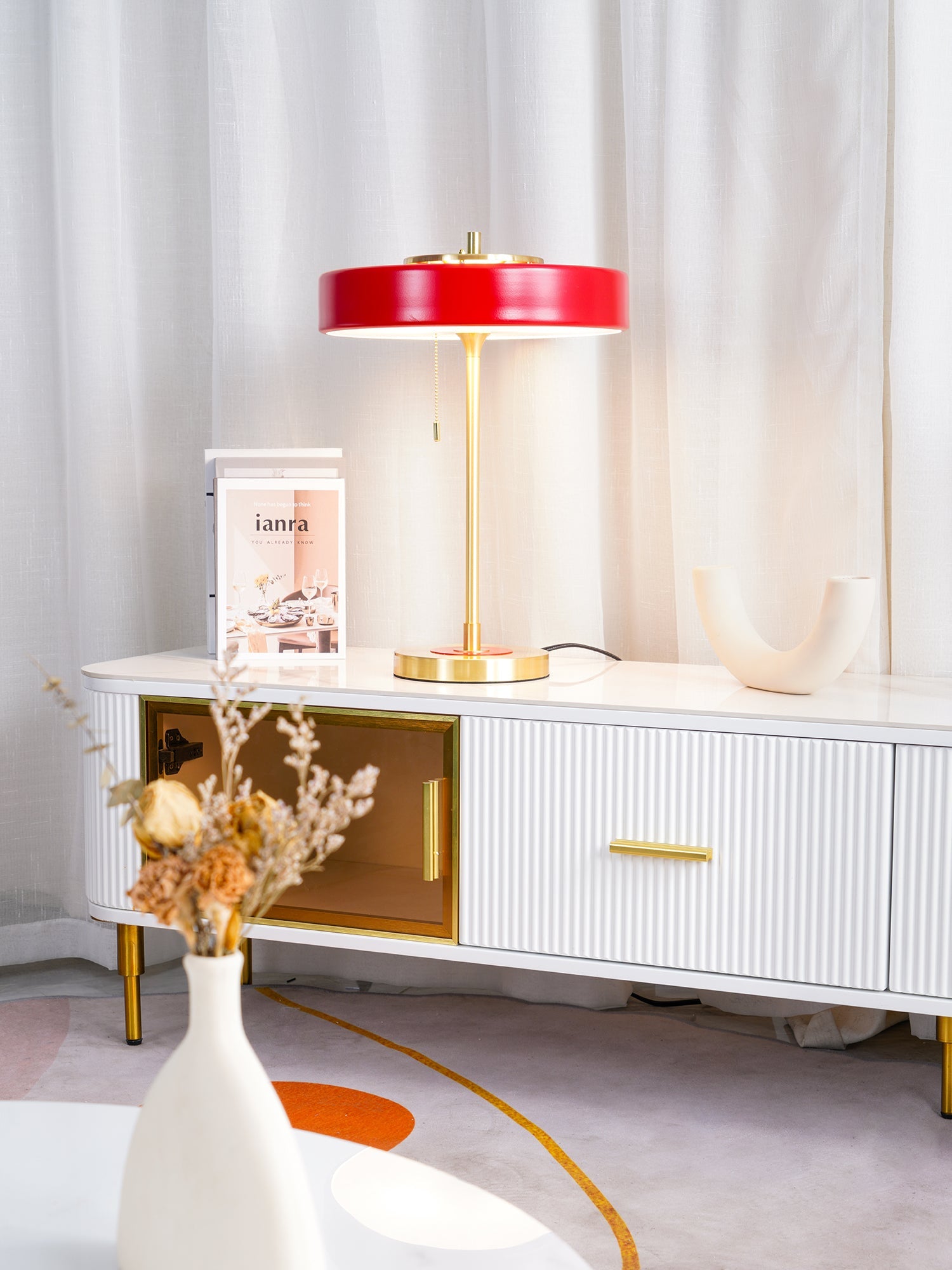 Table Lamp Metal 13.8 in x 18.9 in Acrylic Shade Indoor Desk Nightstand Light | Thomler
