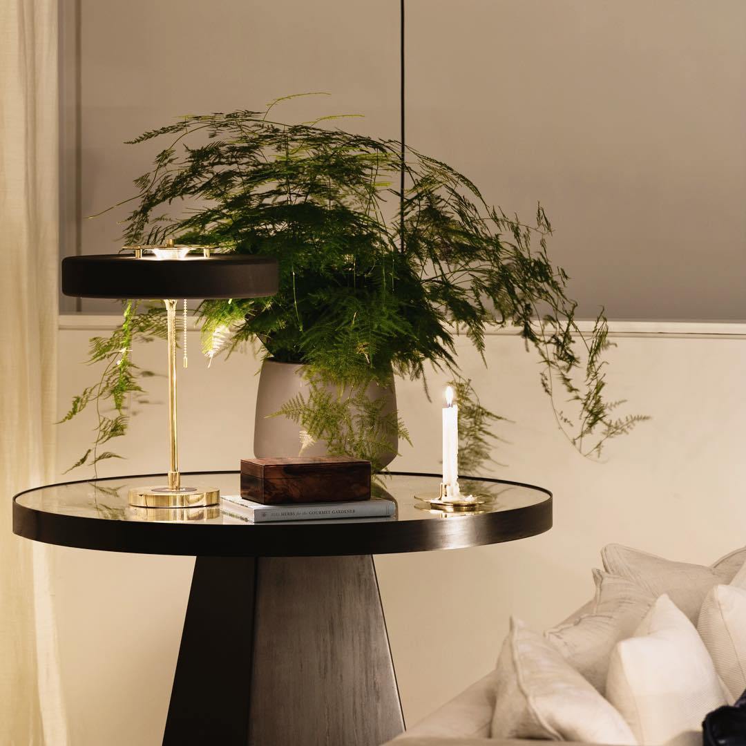 Table Lamp Metal 13.8 in x 18.9 in Acrylic Shade Indoor Desk Nightstand Light | Thomler
