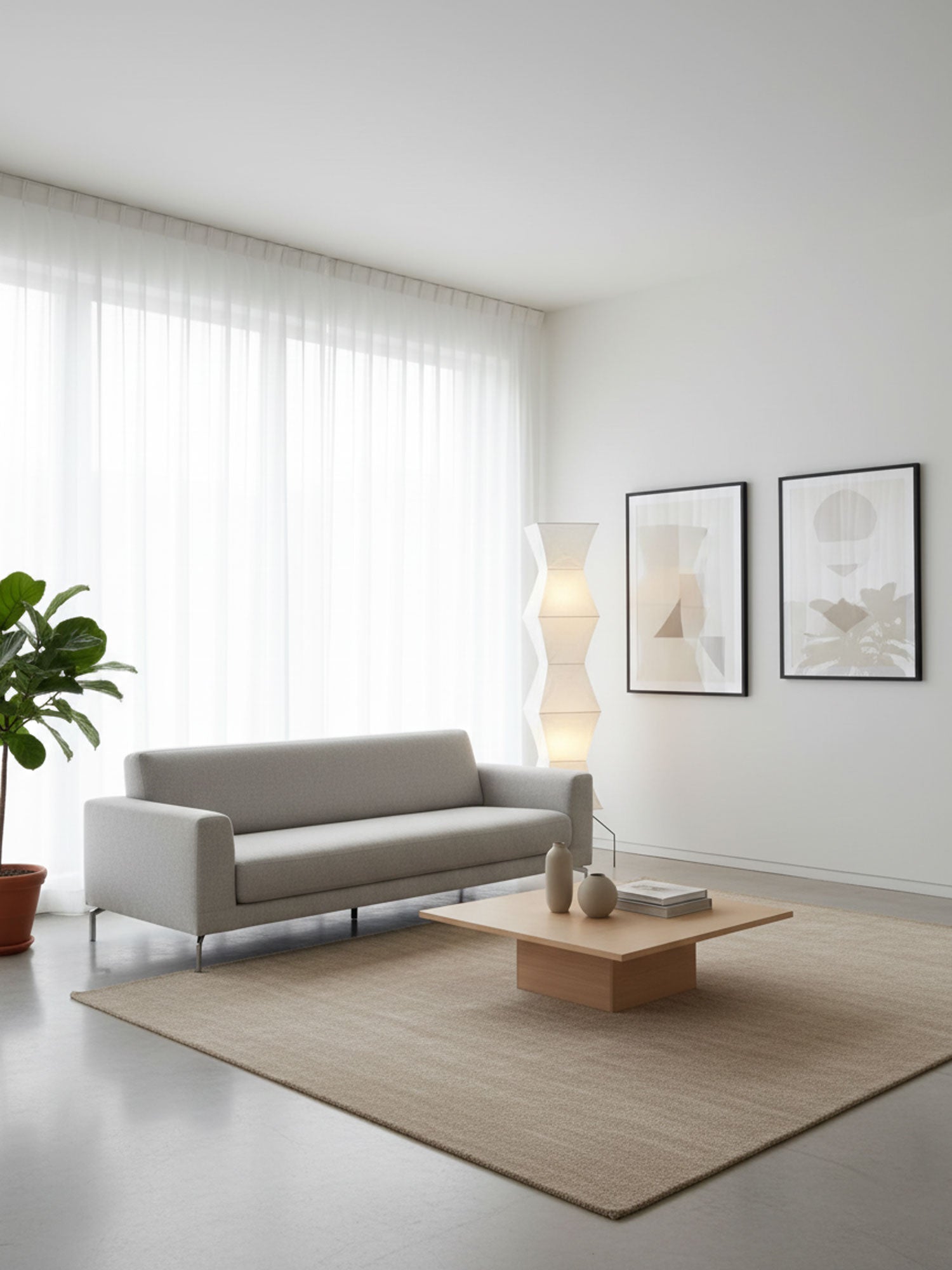 Akari Floor Lamp 47 in Mulberry Paper White Indoor Ambient Lighting Decorative Sculpture | Thomler
