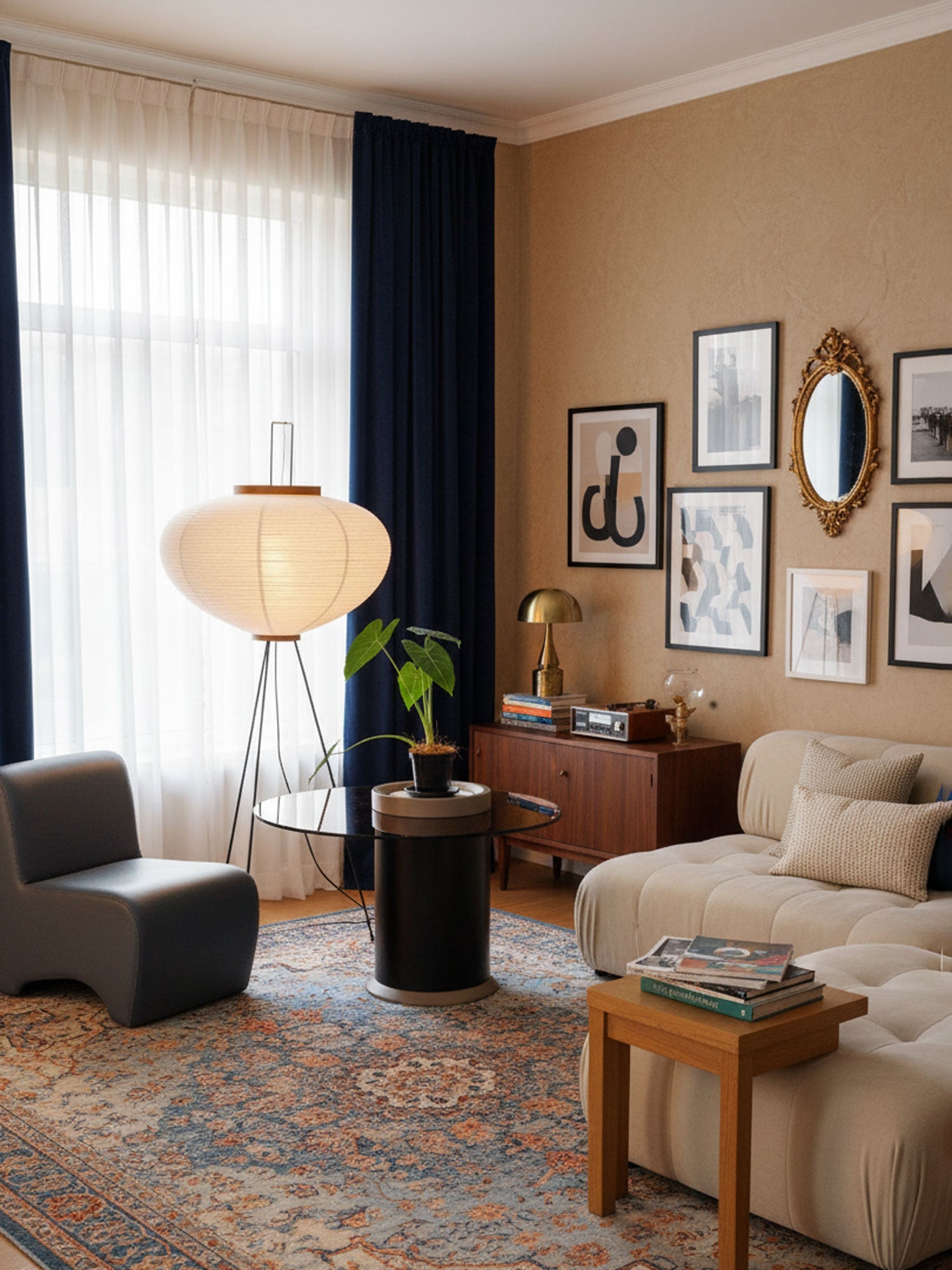 Akari Floor Lamp 47 in Mulberry Paper White Indoor Ambient Lighting Decorative Sculpture | Thomler